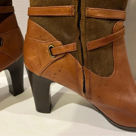 Lauren Ralph Lauren Brown Leather Boots Womens 9B Misa Vachette Suede Tall - Picture 3 of 10